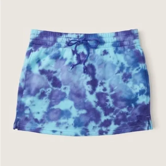 Vs Victoria's Secret Pink High Waist Fleece Skirt Batik Blue Breeze Tie Dye XXL
