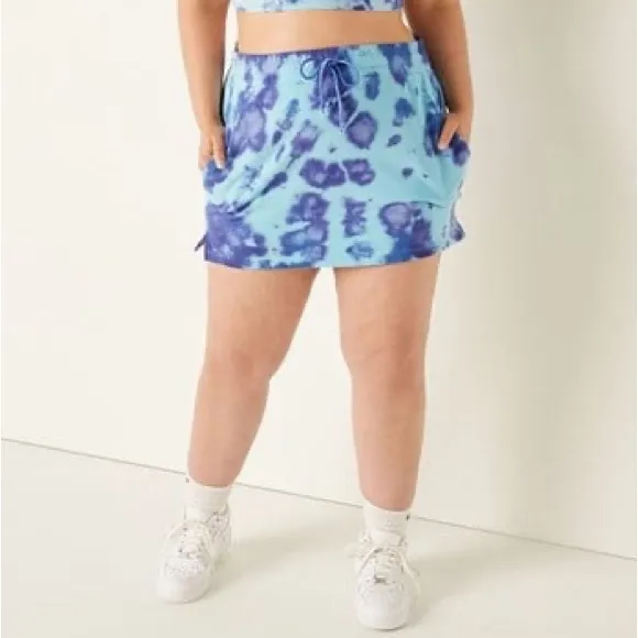 Vs Victoria's Secret Pink High Waist Fleece Skirt Batik Blue Breeze Tie Dye XXL
