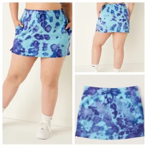 Vs Victoria's Secret Pink High Waist Fleece Skirt Batik Blue Breeze Tie Dye XXL