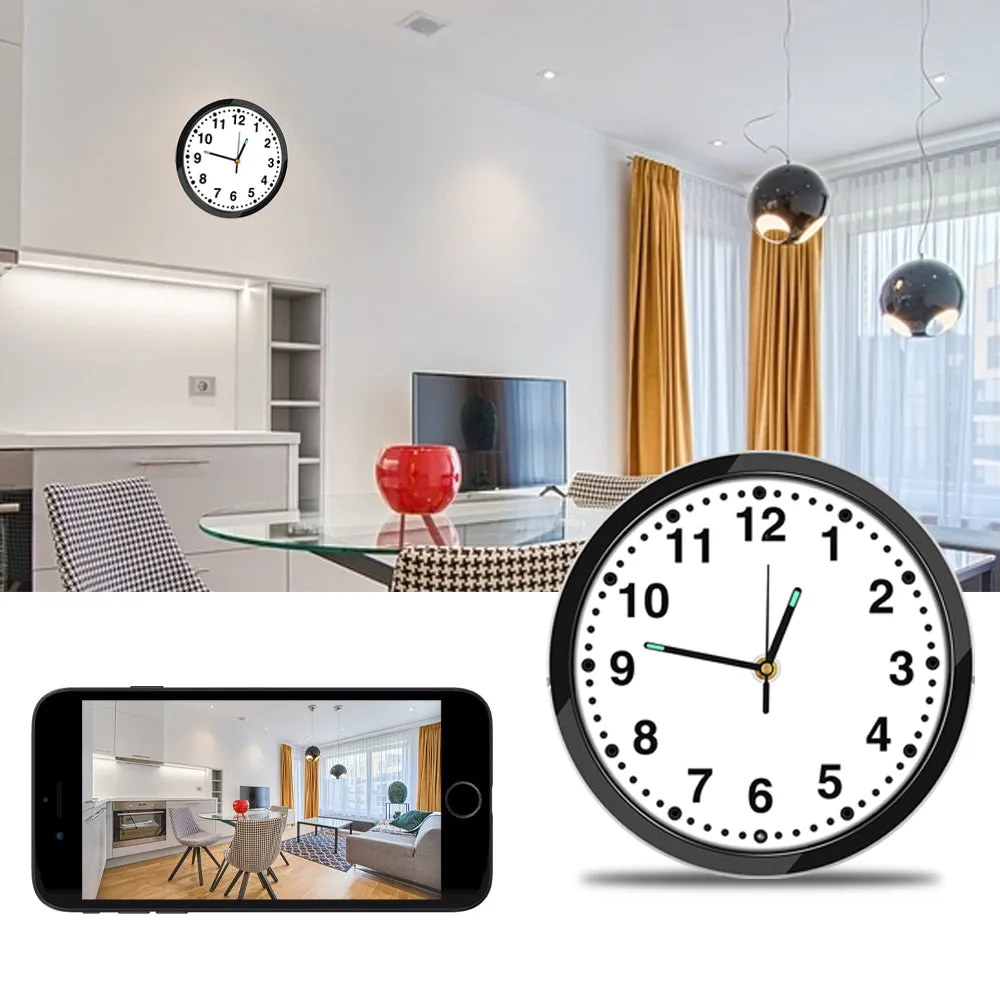 Wall Clock Spy Camera Wireless Wi-Fi App Night Vision Motion Detection Video Recorder