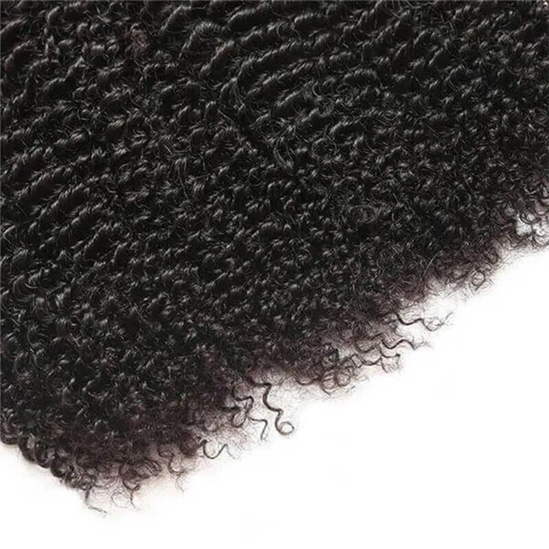 Wavymy Kinky Curly Virgin Human Hair Weave 4 Bundles with 4x4 Lace Closure