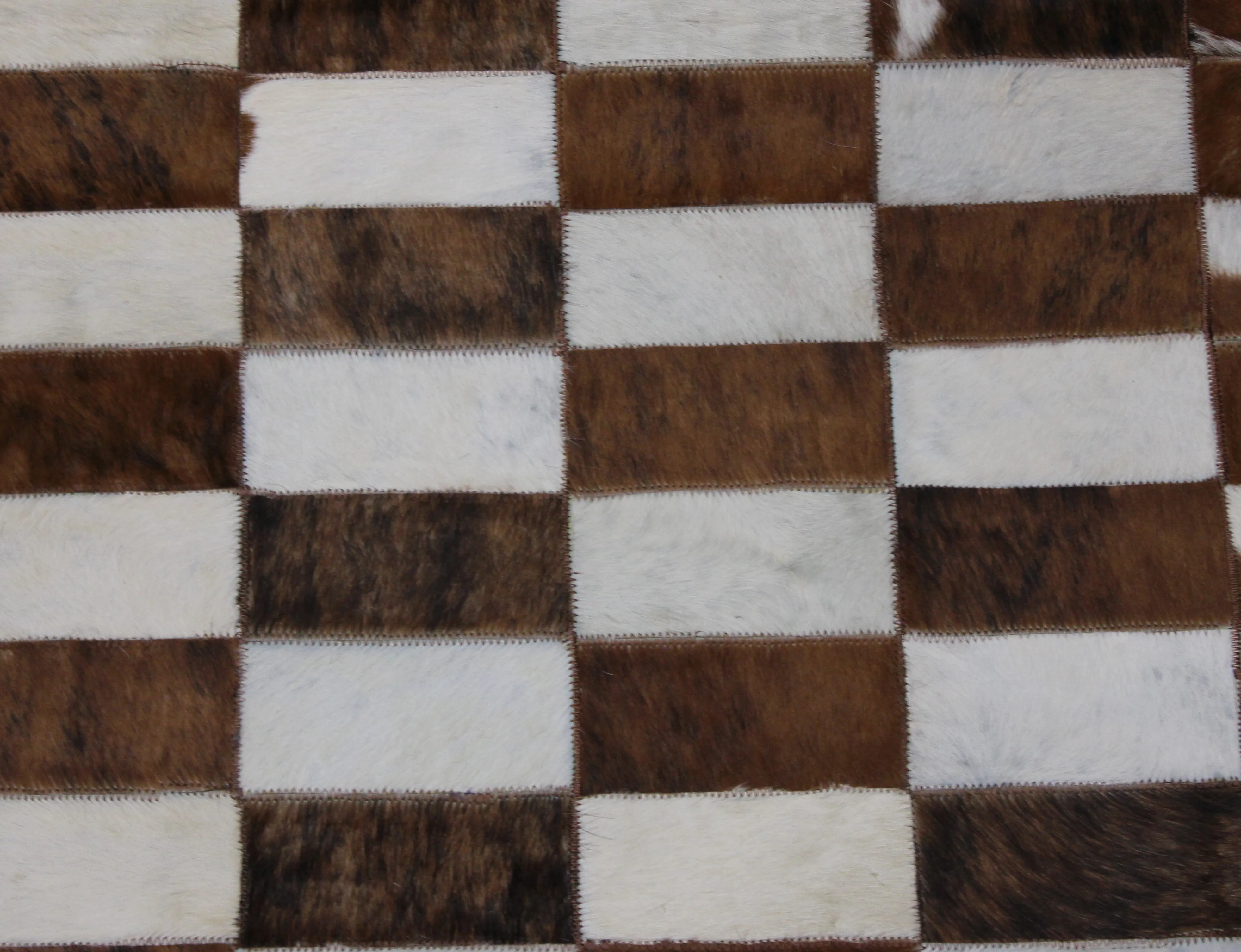 White Brindle  Patchwork Cowhide Rug – 45 x 36 inches - 114 x 91 cm | Bedside Cowhide Patchwork Rug