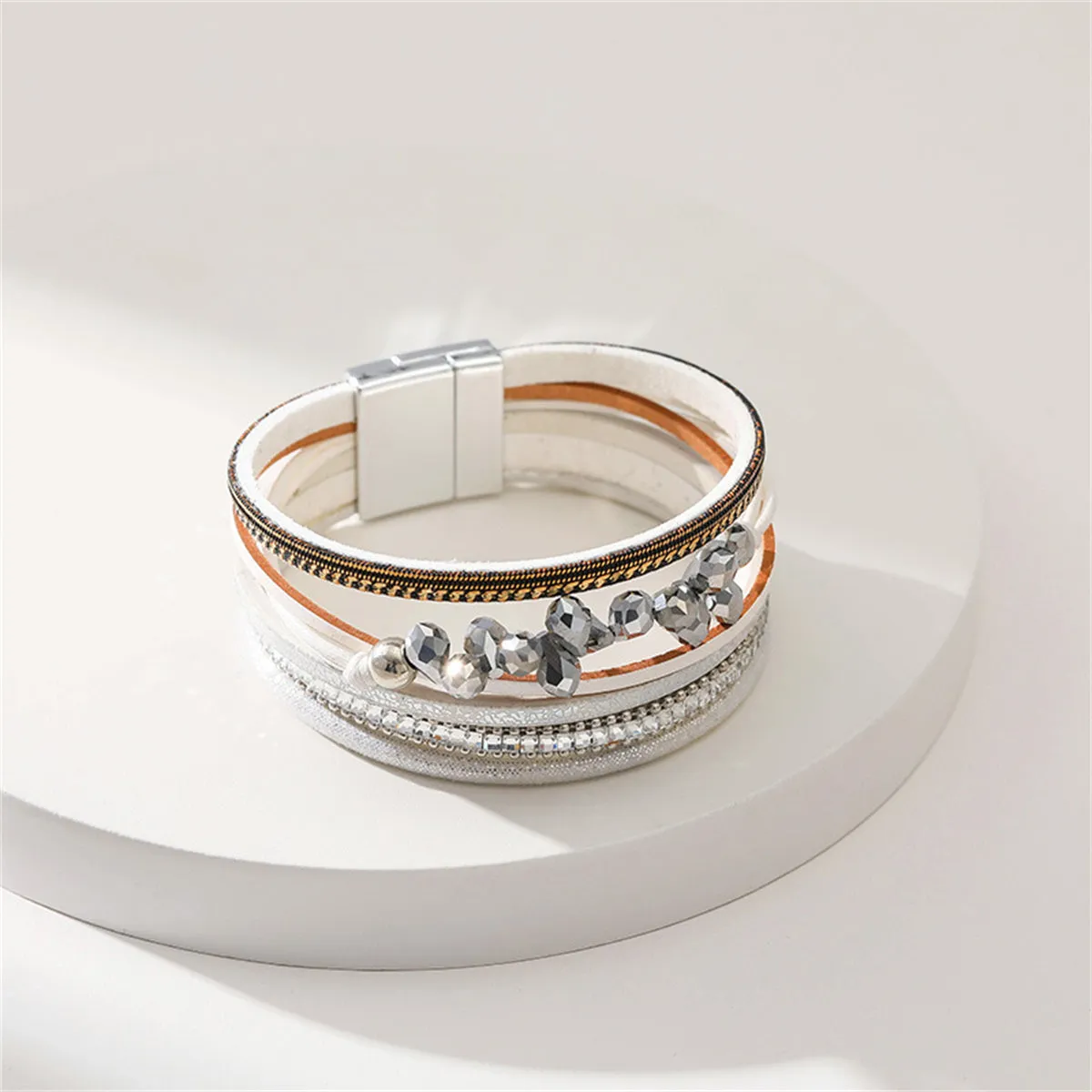 White Cubic Zirconia & Polystyrene Layered Bracelet
