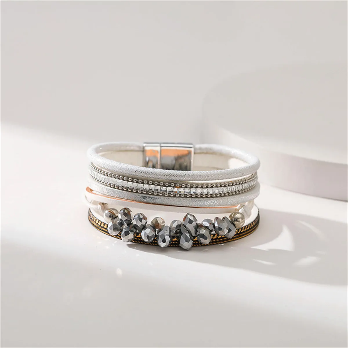 White Cubic Zirconia & Polystyrene Layered Bracelet