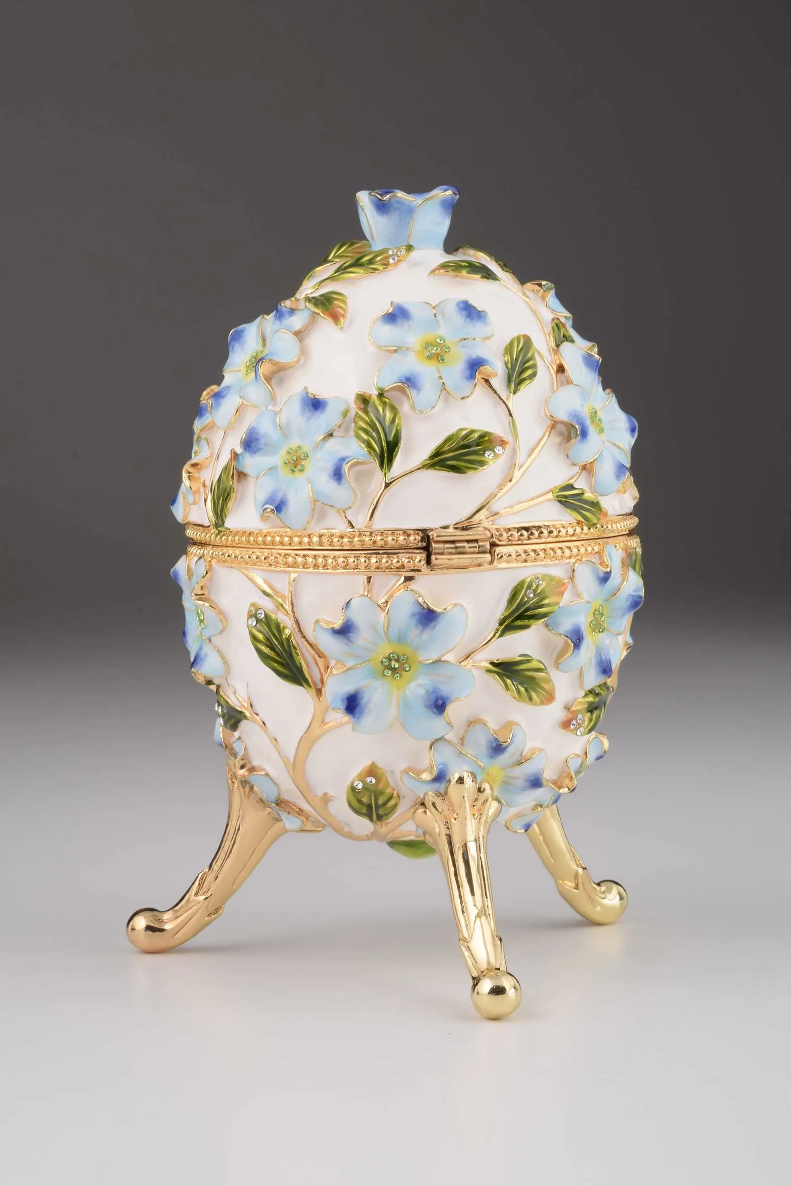 White Faberge Egg with Flowers