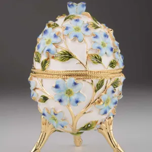White Faberge Egg with Flowers
