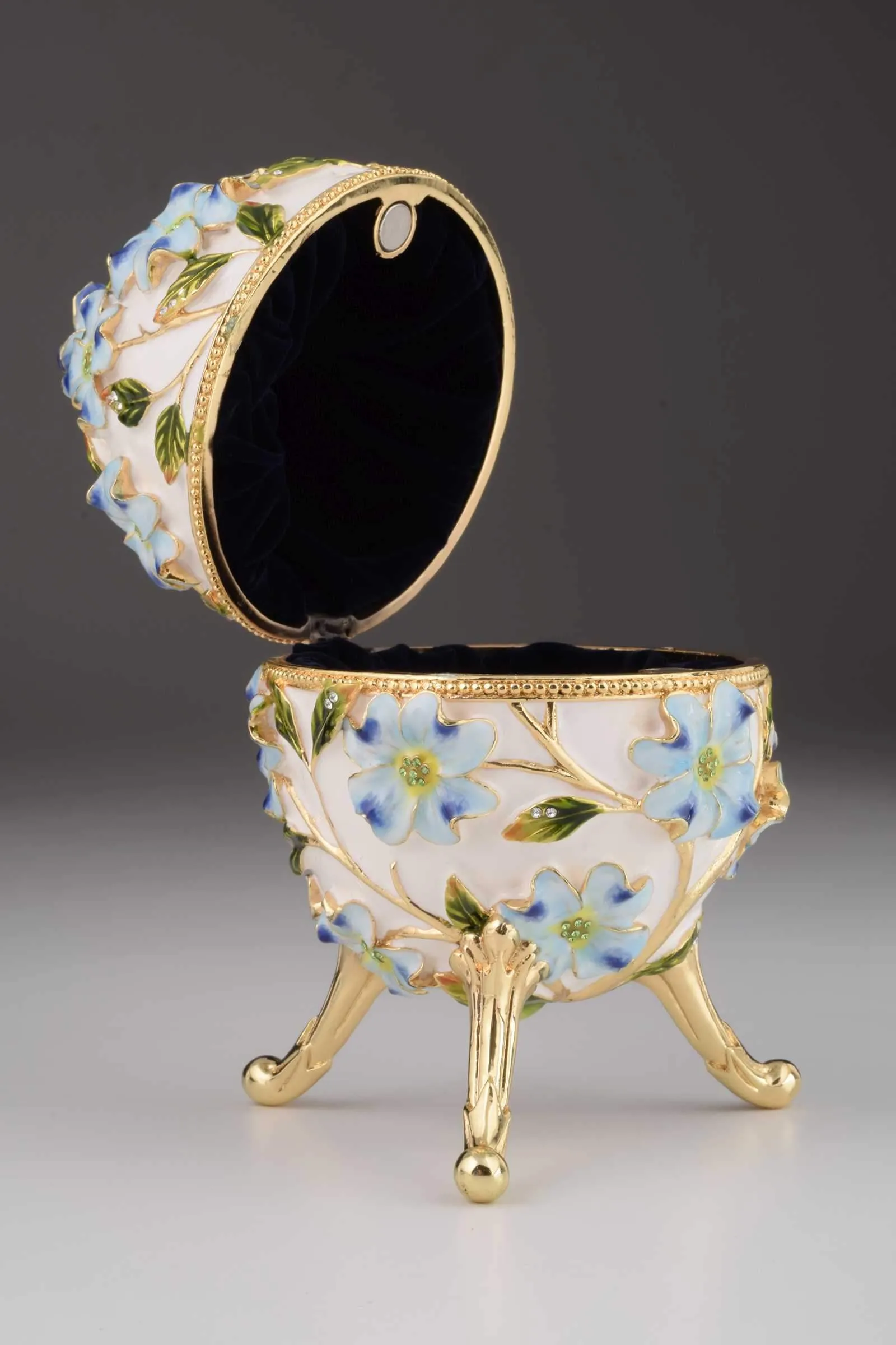 White Faberge Egg with Flowers