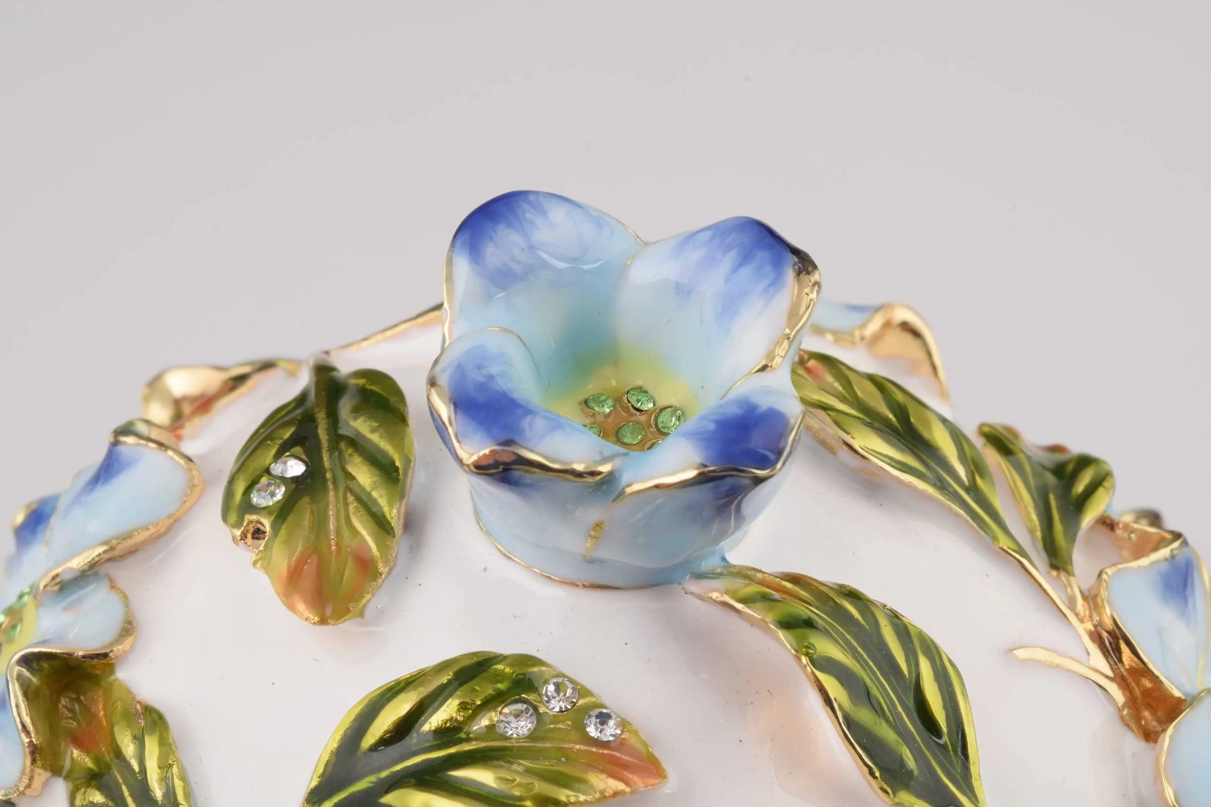White Faberge Egg with Flowers