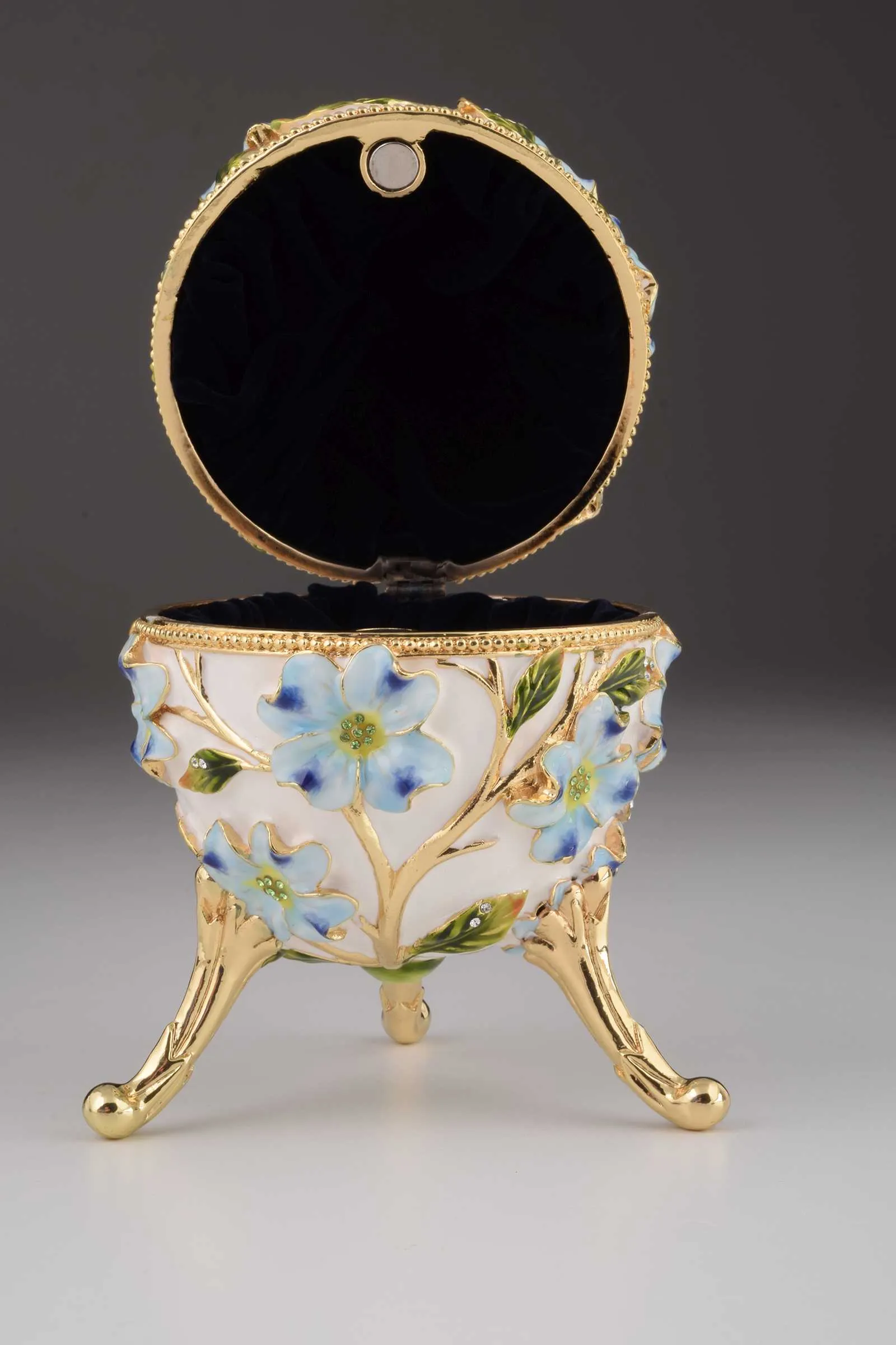 White Faberge Egg with Flowers