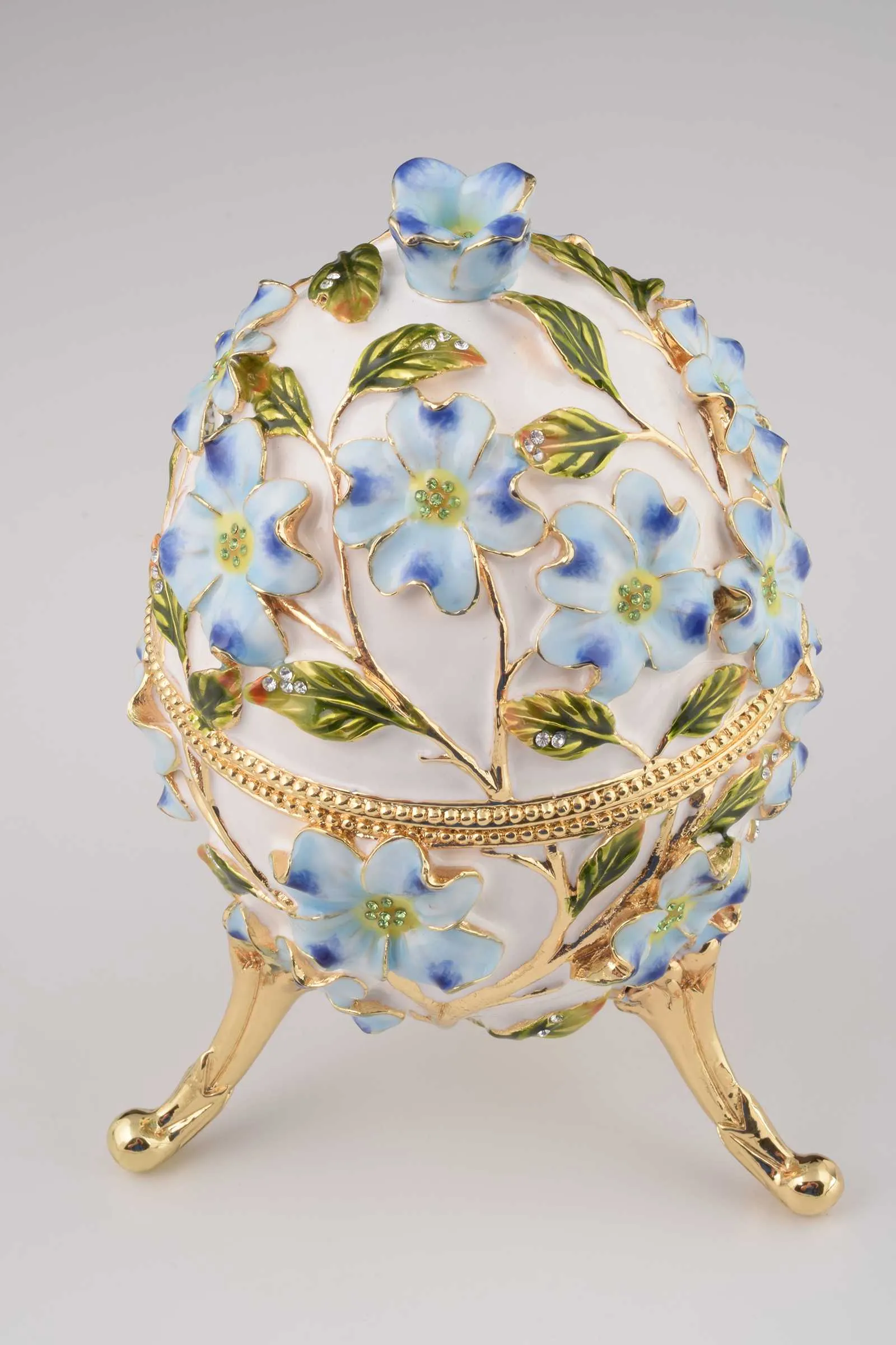 White Faberge Egg with Flowers