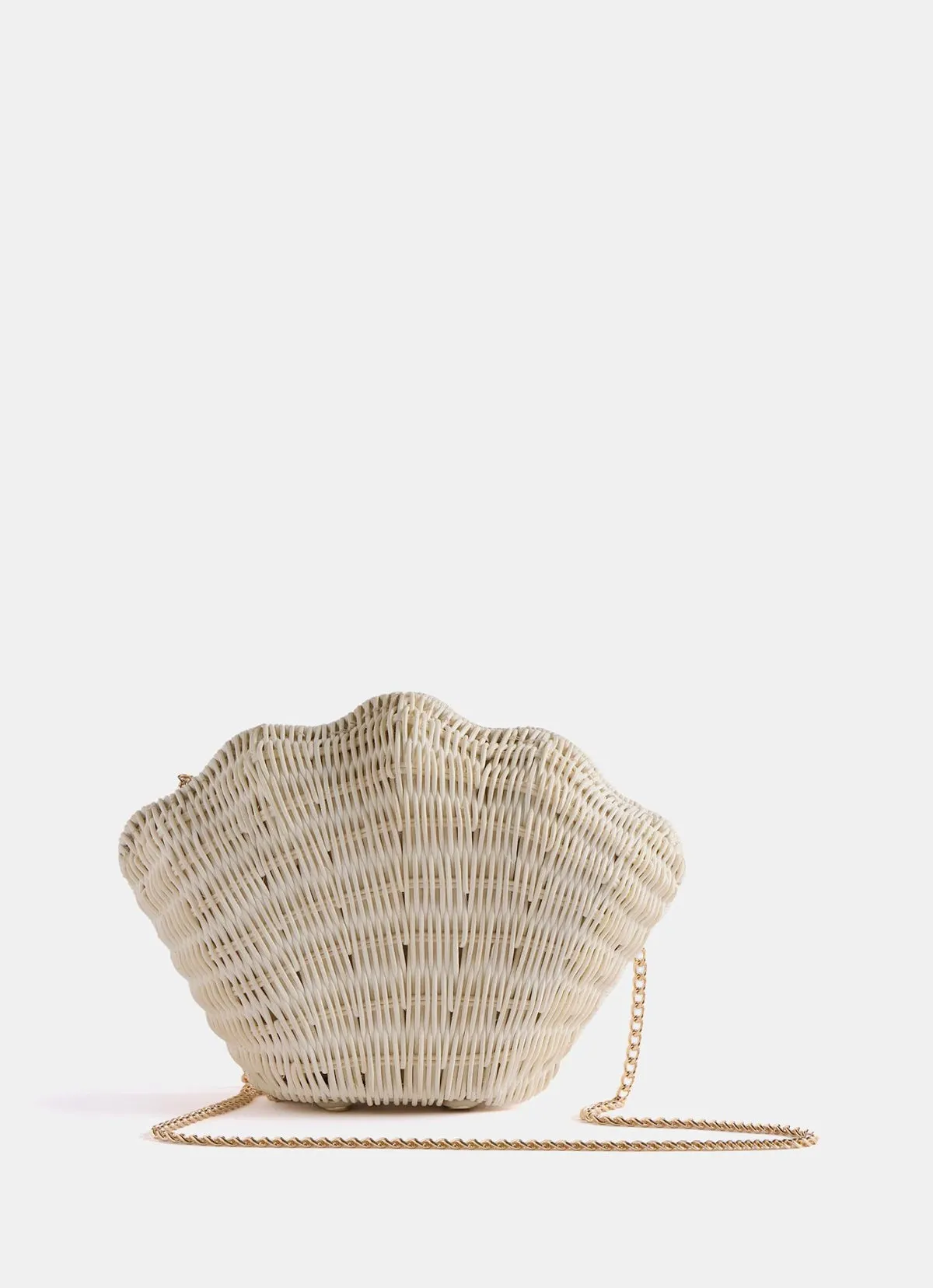 White Structured Shell Clutch Bag