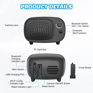 Wi-Fi Video Camera Bluetooth Speaker Full HD 2MP Live Stream Remote Record
