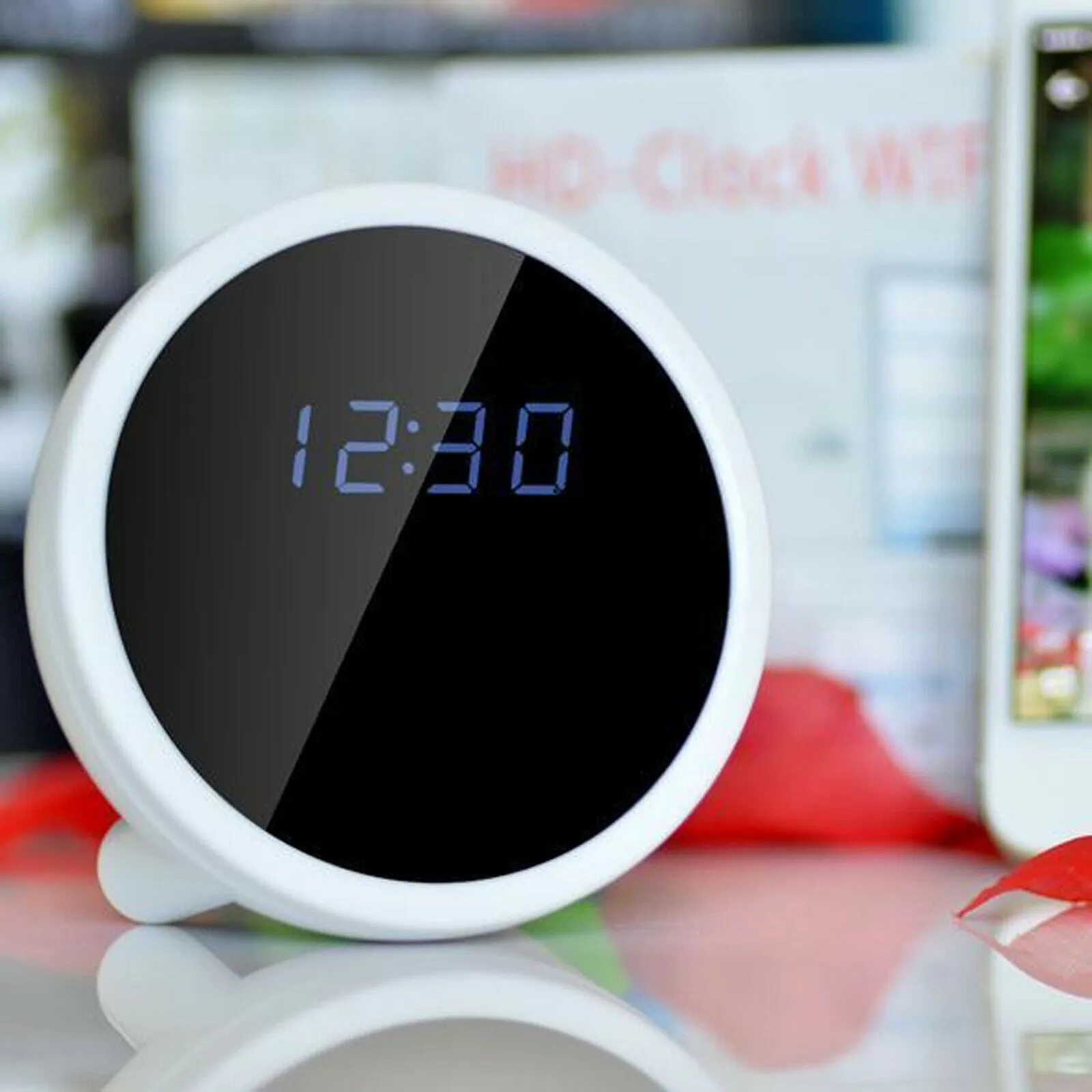Wireless Wi-Fi HD 1080p Video Camera Alarm Clock for iPhone Android App