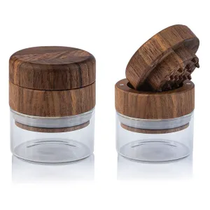 Wood Grinder   Glass Storage Jar -Personalize Engrave Top