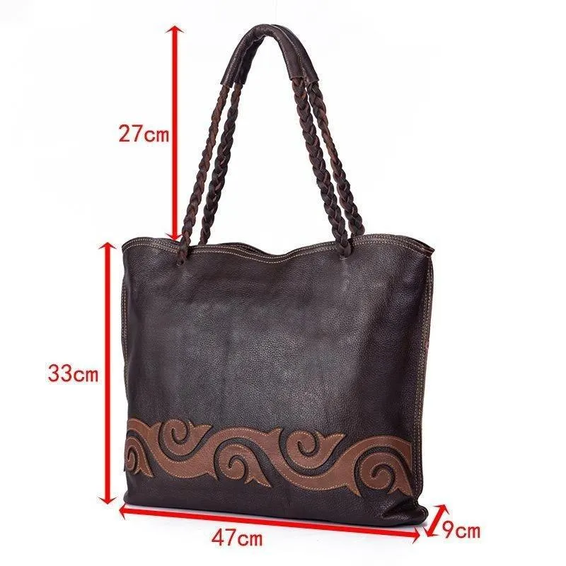Woosir Soft Leather Large Tote with Zipper