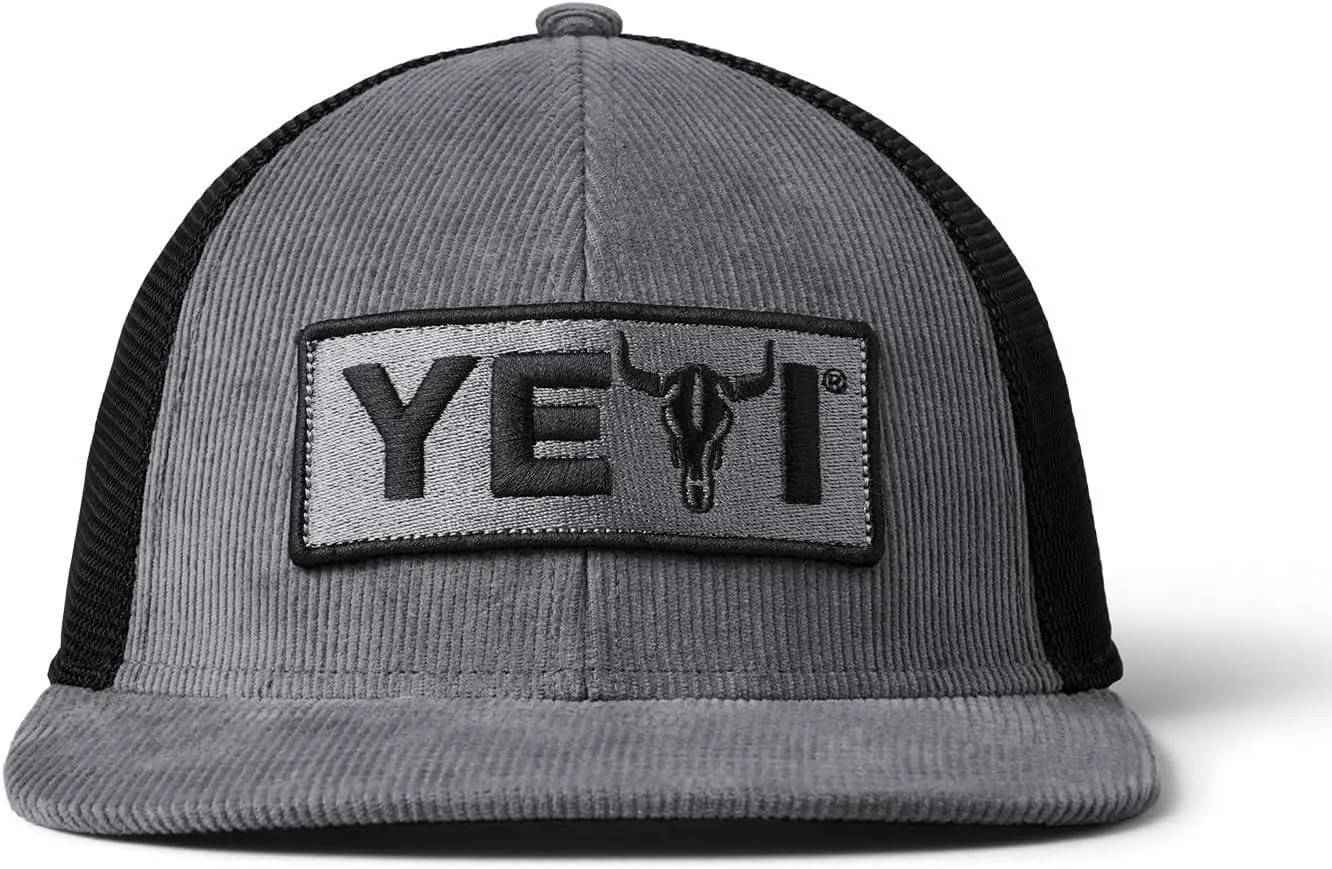 YETI Steer 6 Panel Flat Brim Hat Grey