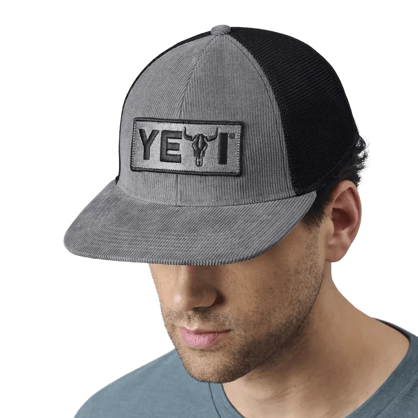 YETI Steer 6 Panel Flat Brim Hat Grey