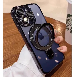 ZinLyuen Magnetic Ring Case for iPhone 15 Pro Max Case Kickstand Compatible with MagSafe Built-in Camera Lens Protector Shockproof Phone Case for iPhone 15 ProMax 6.7" - Deep Blue